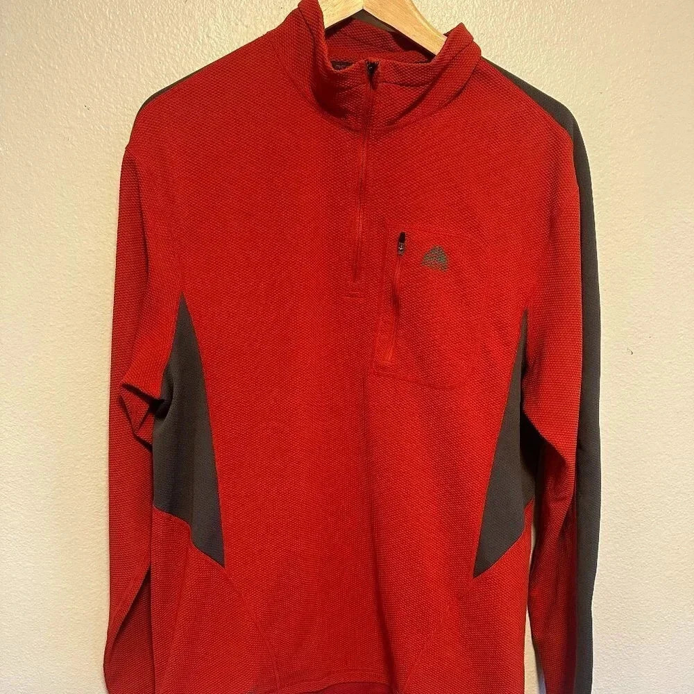 Nike ACG Men's 1/4 Zip Activewear Pullover Red Gray Poly Dri Fit Large